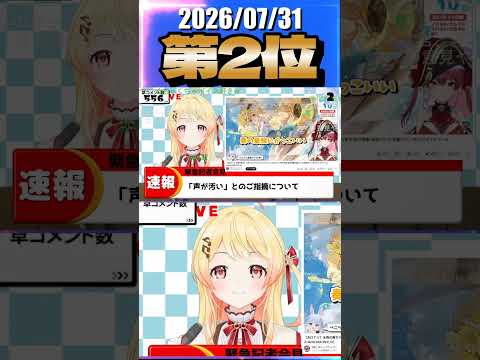 7/31 草コメント数ランキング第2位 #音乃瀬奏 0時間10分ごろ