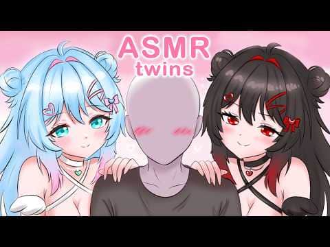 [ASMR 3Dio] Twins Fight To Give You Tingles ❤️ close whispers, ear cleaning...
