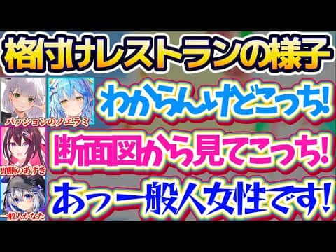 【一般人かなたん】ホロメン4人で『格付けレストラン』行った際、各々パッションや頭脳で格付けしていく中1人だけただの一般人女性になるかなたんw【ホロライブ切り抜き/白銀ノエル/天音かなた】