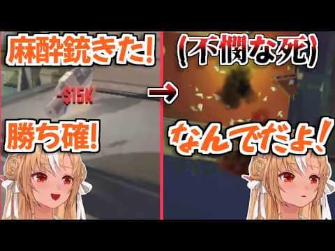 【ホロライブ切り抜き】麻酔銃を手に入れて大はしゃぎしてた後、見事にフラグを回収して爆散した不知火フレアｗ【戌神ころね 角巻わため】