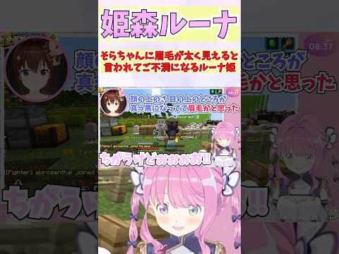 そらちゃんに眉毛が太く見えると言われてご不満になるルーナ姫 #shorts  #ホロライブ #切り抜き #vtuber #姫森ルーナ #ときのそら #ホロ切り抜き #ホロ金策サバイバル2