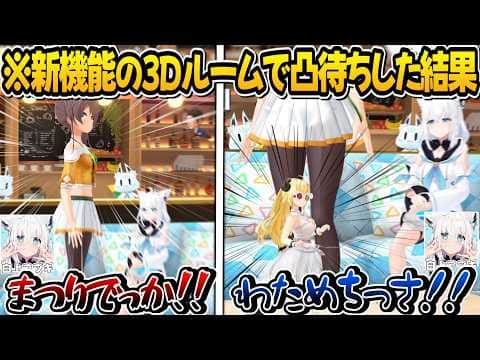 3D凸待ちにデカまつりとミニわためが襲来しとんでもないカオスになるフブさん【白上フブキ/夏色まつり/角巻わため/ホロライブ切り抜き】