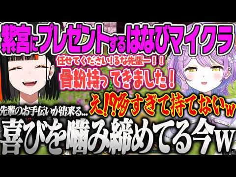 【ぶいすぽ夏祭りマイクラ】先輩の為に一生懸命、骨粉を集めプレゼントする出来すぎた後輩はなびにほっこりするるな先輩w【紫宮るな、蝶屋はなび、夢野あかり、てぇてぇ、ぶいすぽっ!】