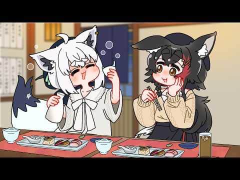 【手描き】ミオの前で安心して酔っぱらうフブちゃん【白上フブキ/大神ミオ//hololive/切り抜き】
