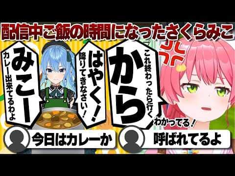 【コメ付き】配信中に星街すいせいからカレーの呼び出しがかかるさくらみこ【ホロライブ/さくらみこ/切り抜き】 #さくらみこ