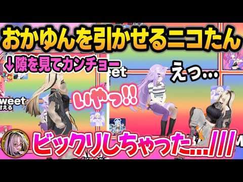 突然カンチョーをやられて嬉しそうなニコたんにちょっと引くおかゆんw【虎金妃笑虎/猫又おかゆ/ホロライブ/切り抜き】