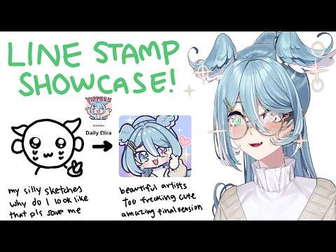 【LINE STAMP SHOWCASE】 DAILY ELIRA NOW AVAILABLE! 🩵 I show my sketches 【NIJISANJI EN | Elira Pendora】