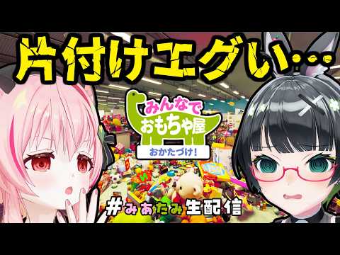 【みんなでおもちゃ屋おかたづけ】二人でこの量かたづけんの…?ばかむり…【#みあたみ生配信】【たみー視点】