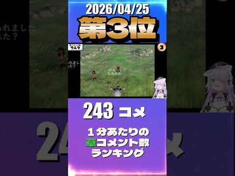 4/25 草コメント数ランキング第3位 #猫又おかゆ 3時間39分ごろ