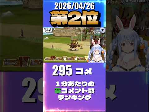 4/26 草コメント数ランキング第2位 #兎田ぺこら 2時間49分ごろ
